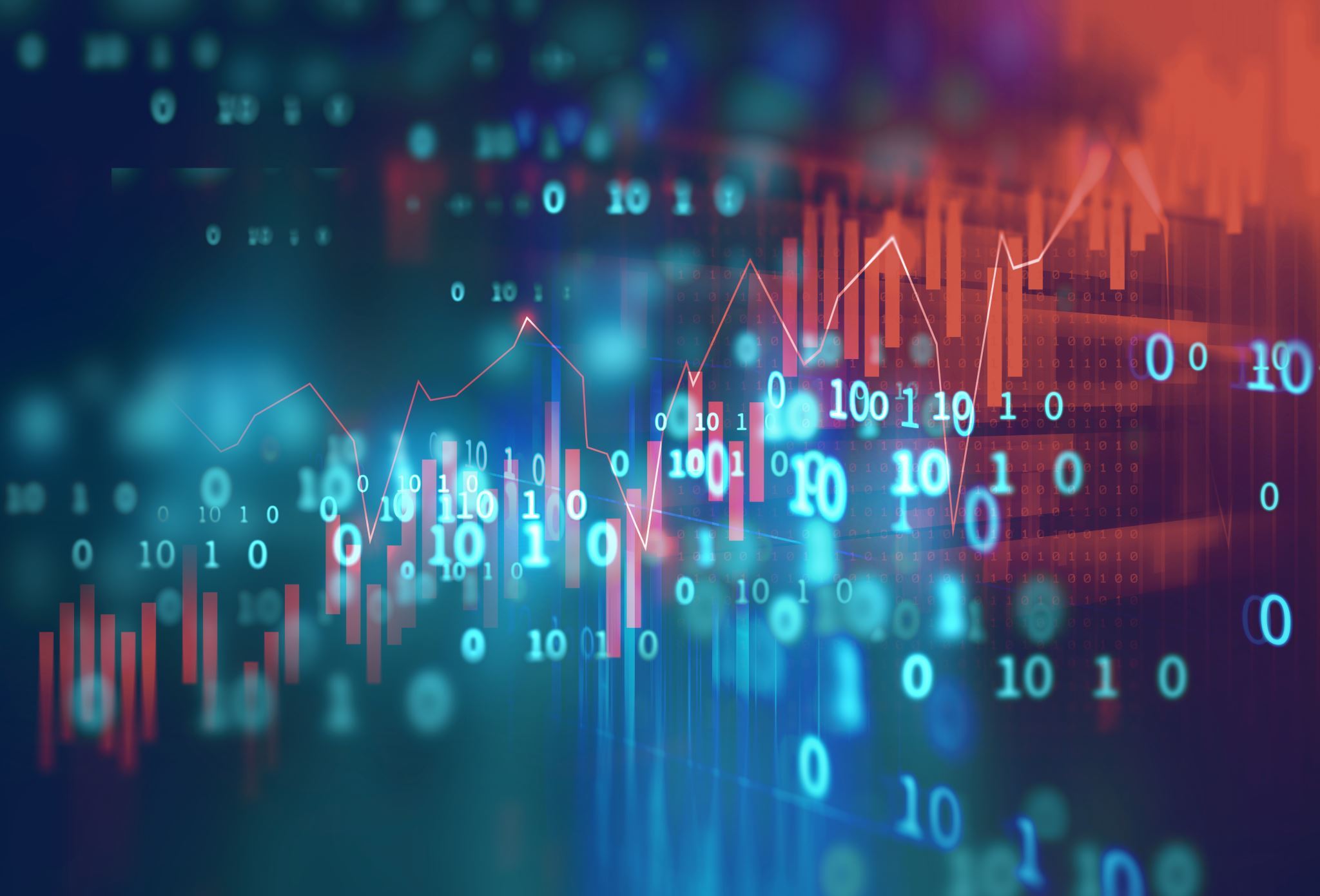 Análise de dados financeiros em tela digital